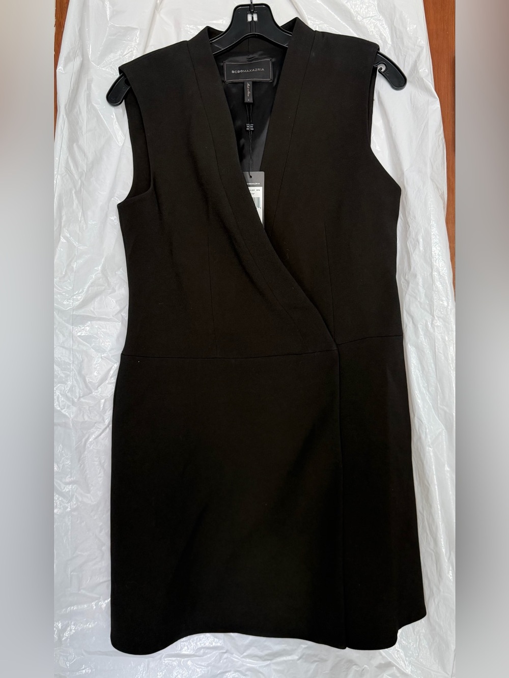 NWT BCBGMaxAzria Black Chic Sleeveless Wrap Sheath Dress